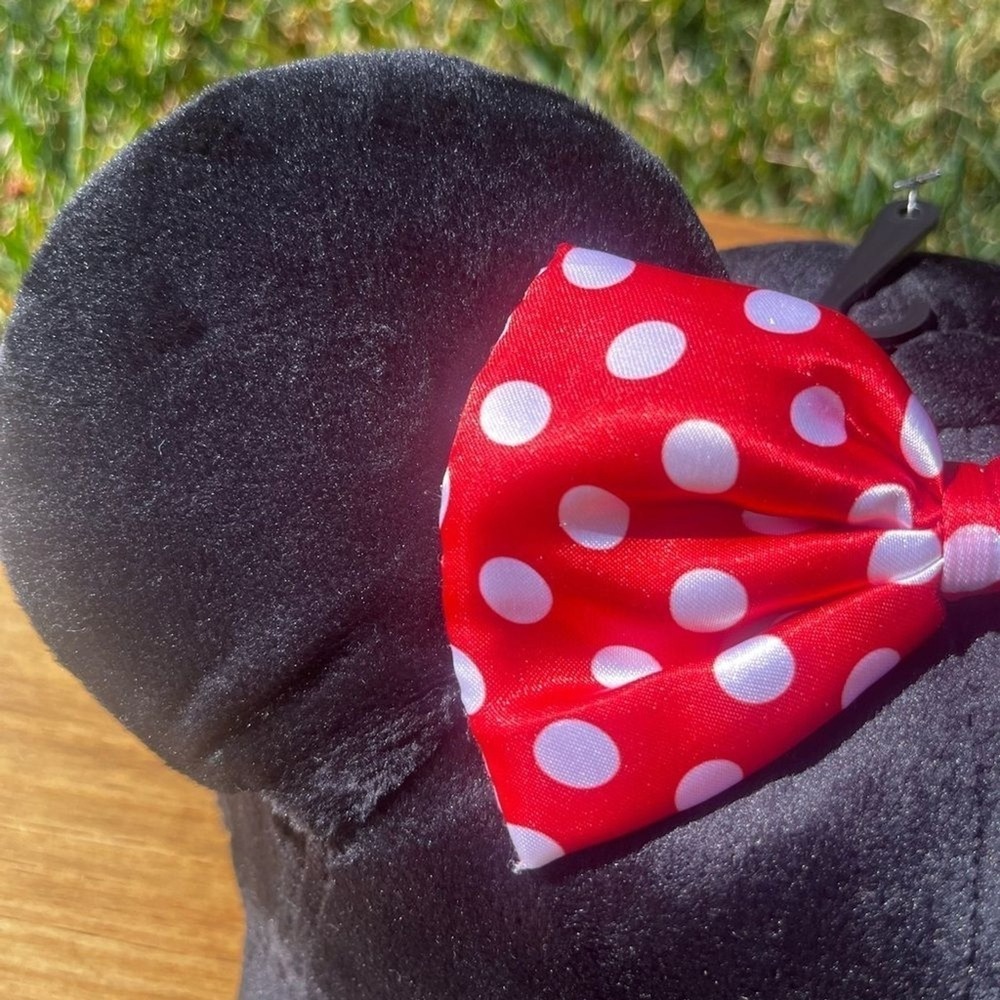 Disney Women's Minnie Mouse Hat w/ Red Polka Dot Bow Velour SOUVENIR OS GIFT NEW - Picture 3 of 11